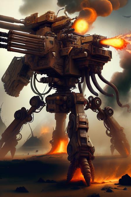 00348-1950668837general_rev_1.2.2mythostech (quad_1) mech with four legs heavily armed in( volcanic landscape lava_0.8) soft lighting, high detail, high quality.png